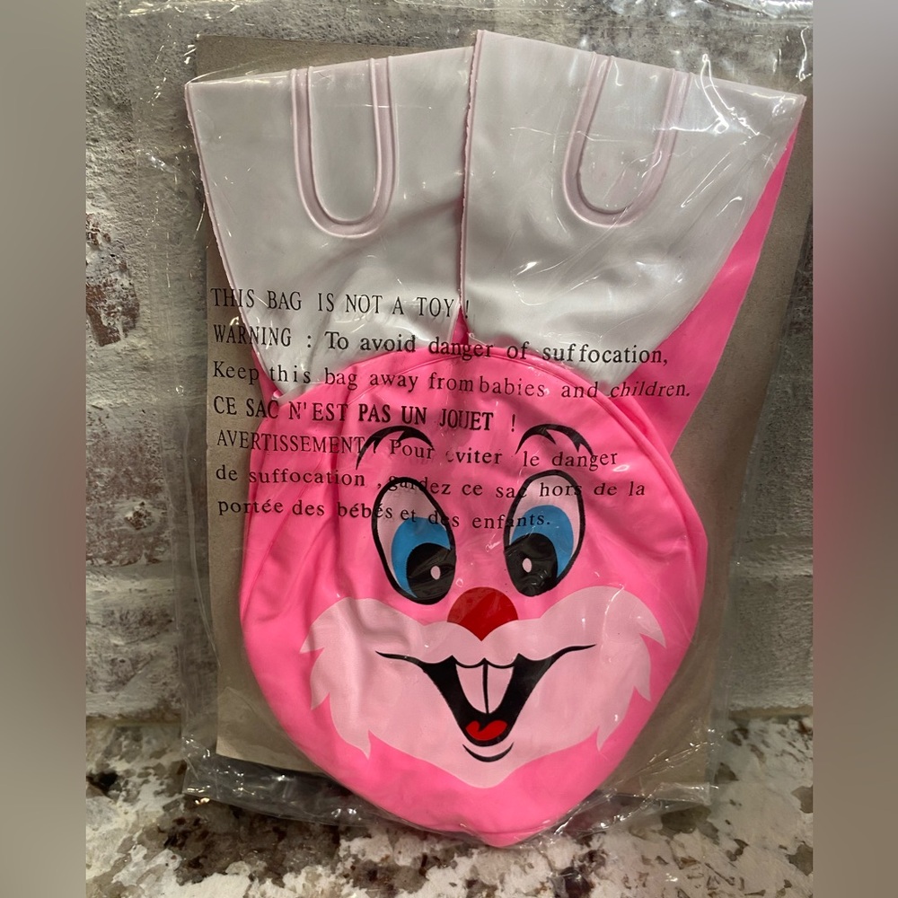 Vintage New Sealed Large 24" Pink Vinyl Inflatable Blow-up Easter Bunny Rabbit